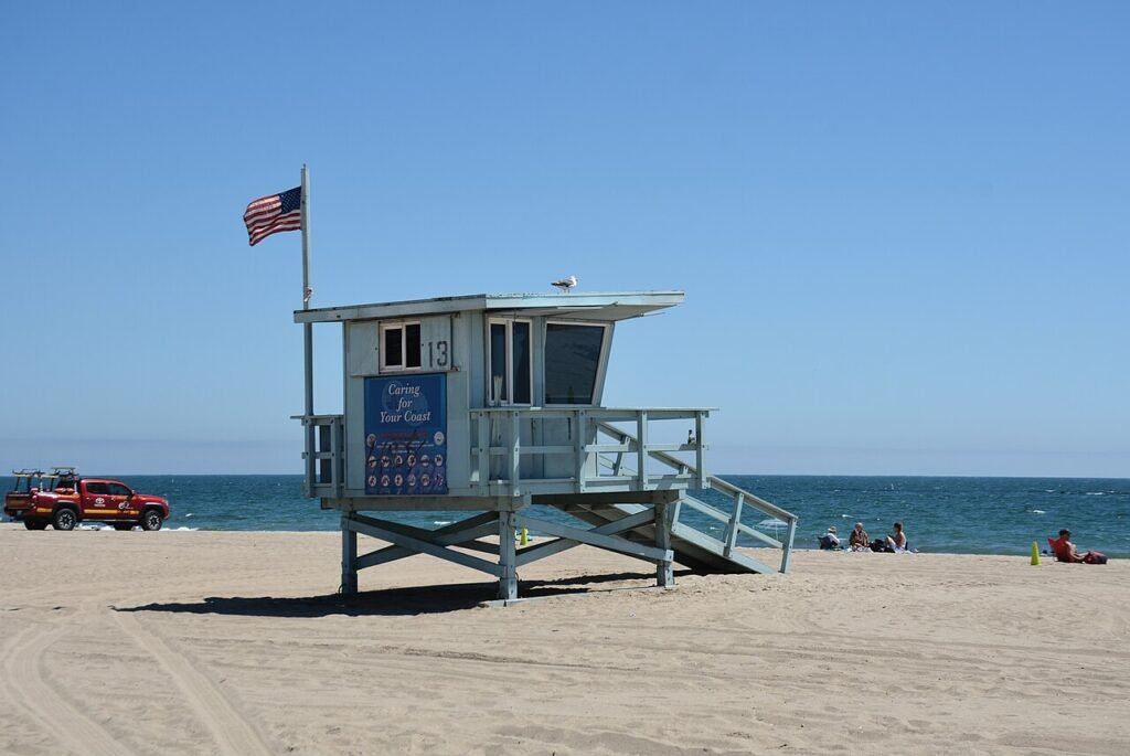 Lifeguard tower at Santa Monica State Beach